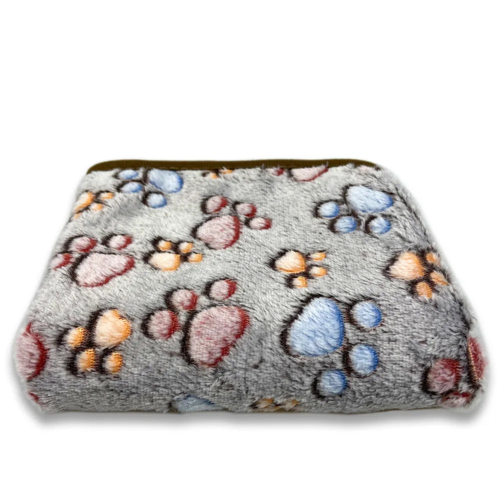 Coral Fleece Pet Blanket Warm Paw Print Dog Cat Bed Mat Soft Reversible Sleeping Pad Four Seasons Sofa Cover Small Medium Pets