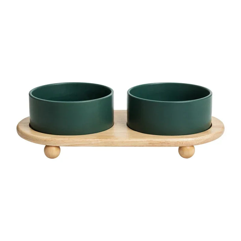 400/850ml Cat Large Capacity Bowl Small Dogs Food Water Bowls with Wood Stand Pet Elevated Feeding Feeder Puppy Kitten Supplies