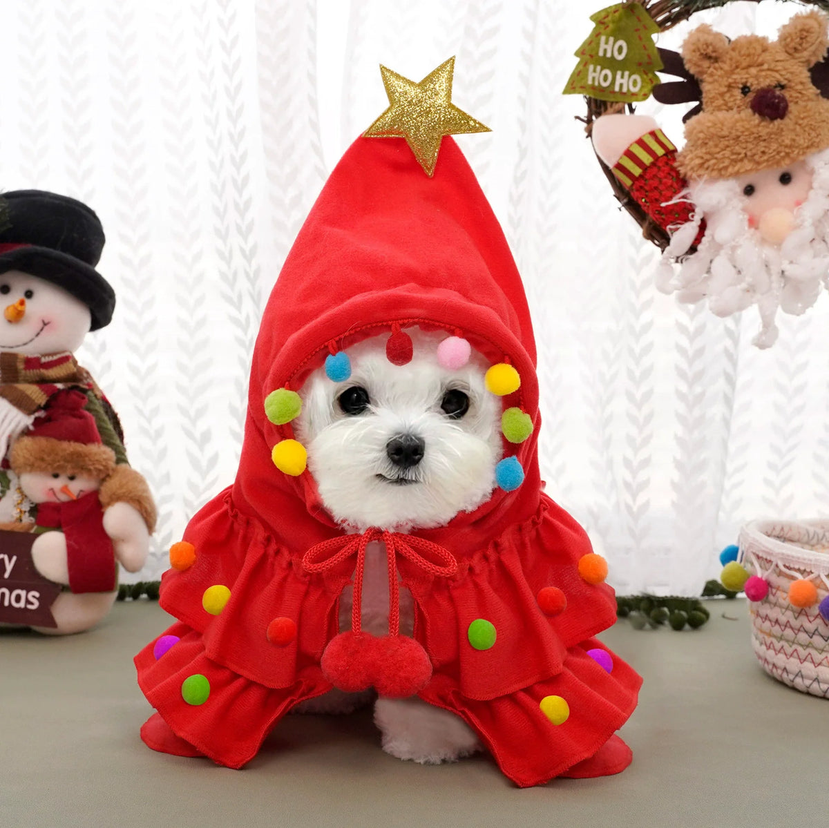 1pcs Christmas Pet Clothing - Christmas Tree-Shaped Pet Cape Fun Shawl for Small-Sized Cats and Dogs Creative Pet Clothing Shawl