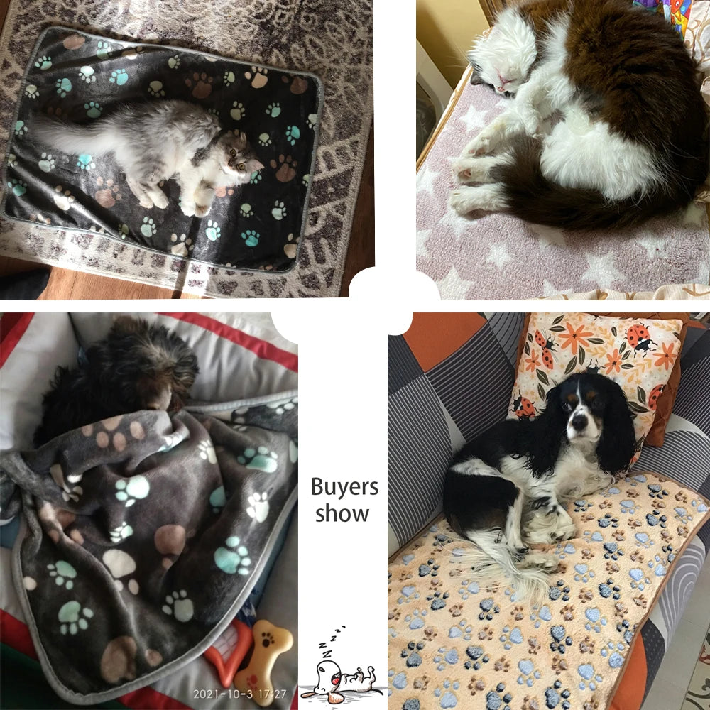 Soft Pet Dog Blanket Winter Coral Fleece Blanket Comfortable Cat Dog Bed Sheet Sofa Blanket Warm Sleeping Blanket Pet Supplies