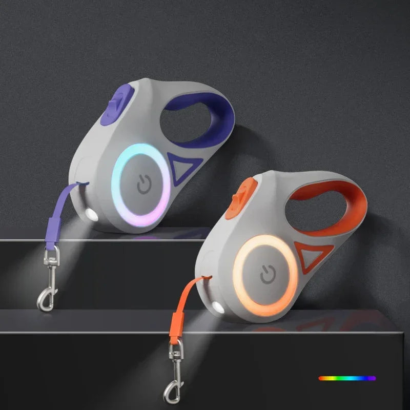 LED Luminous Dog Leash Automatic Retractable Leash for Medium Dogs Outdoor Small Pet Traction Rope