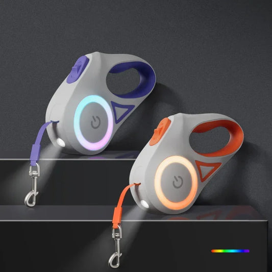 LED Luminous Dog Leash Automatic Retractable Leash for Medium Dogs Outdoor Small Pet Traction Rope