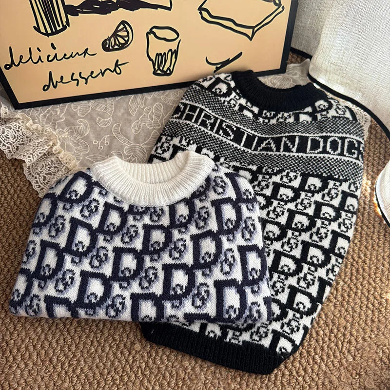 Luxury Designer Dog Winter Clothes XS-2XL Pet Warm Soft Puppy Sweaters Knitted French Bull Knitwear
