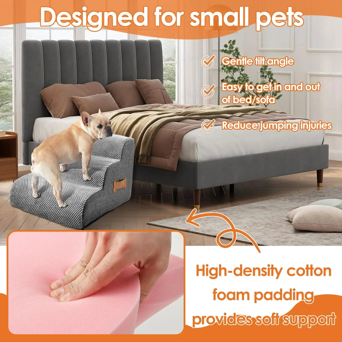 Ladder Dogs Pets Bone Handle Puppys Stairs Beside Sofa Bed Ramp for Dogs Protecting Pets Joint Safety Stairs for Pet Elderly Dog