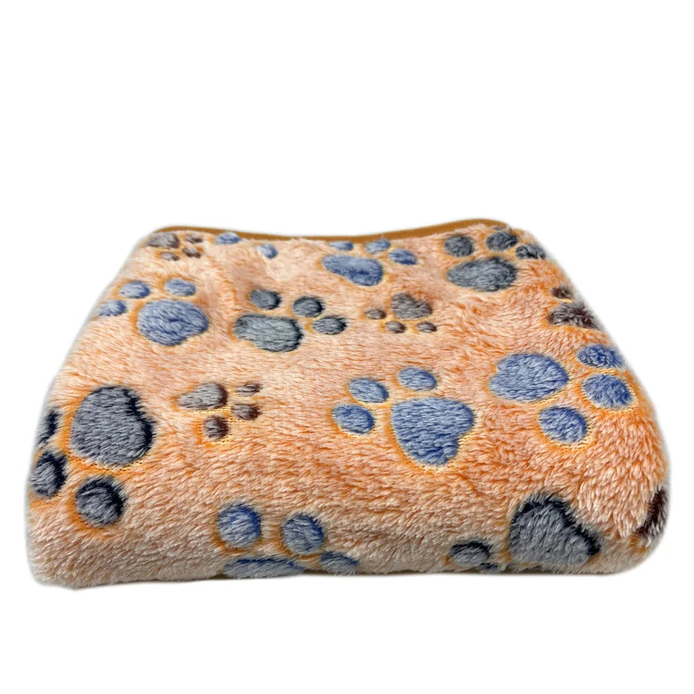 Coral Fleece Pet Blanket Warm Paw Print Dog Cat Bed Mat Soft Reversible Sleeping Pad Four Seasons Sofa Cover Small Medium Pets