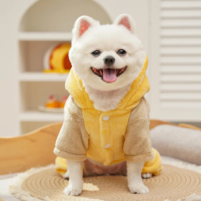 Dog Warm Jumpsuits Winter Fleece Pet Overalls for Small Medium Dogs Cats Clothes Puppy PajamasTeddy Outfit 4 Legs Dog Clothing