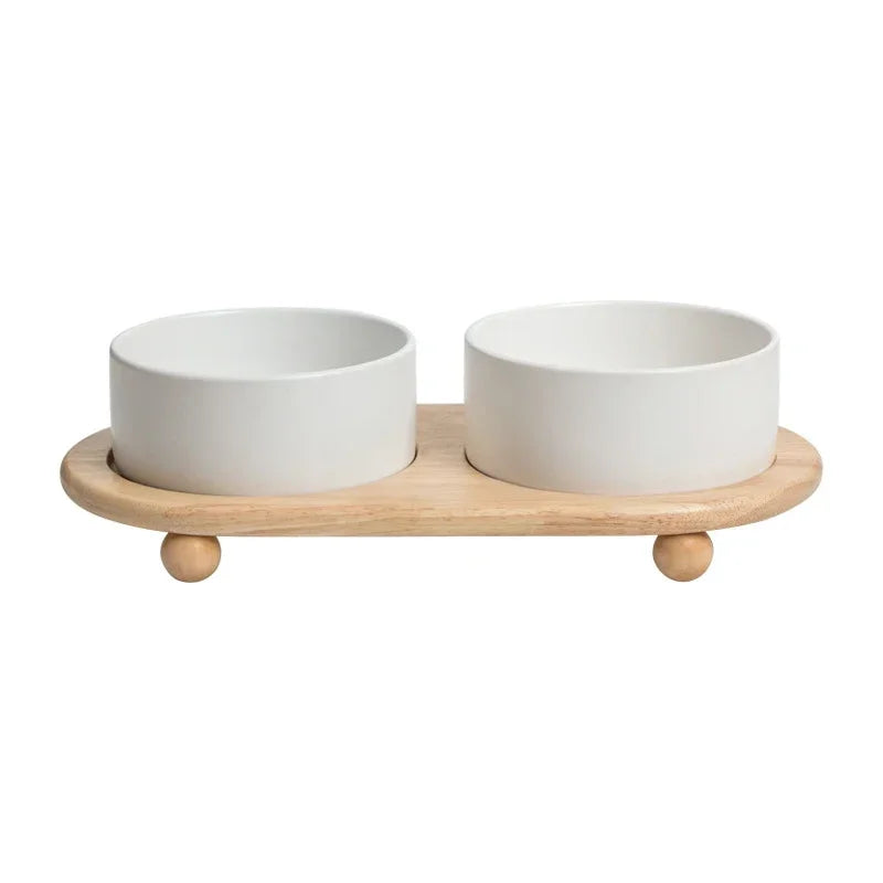 400/850ml Cat Large Capacity Bowl Small Dogs Food Water Bowls with Wood Stand Pet Elevated Feeding Feeder Puppy Kitten Supplies