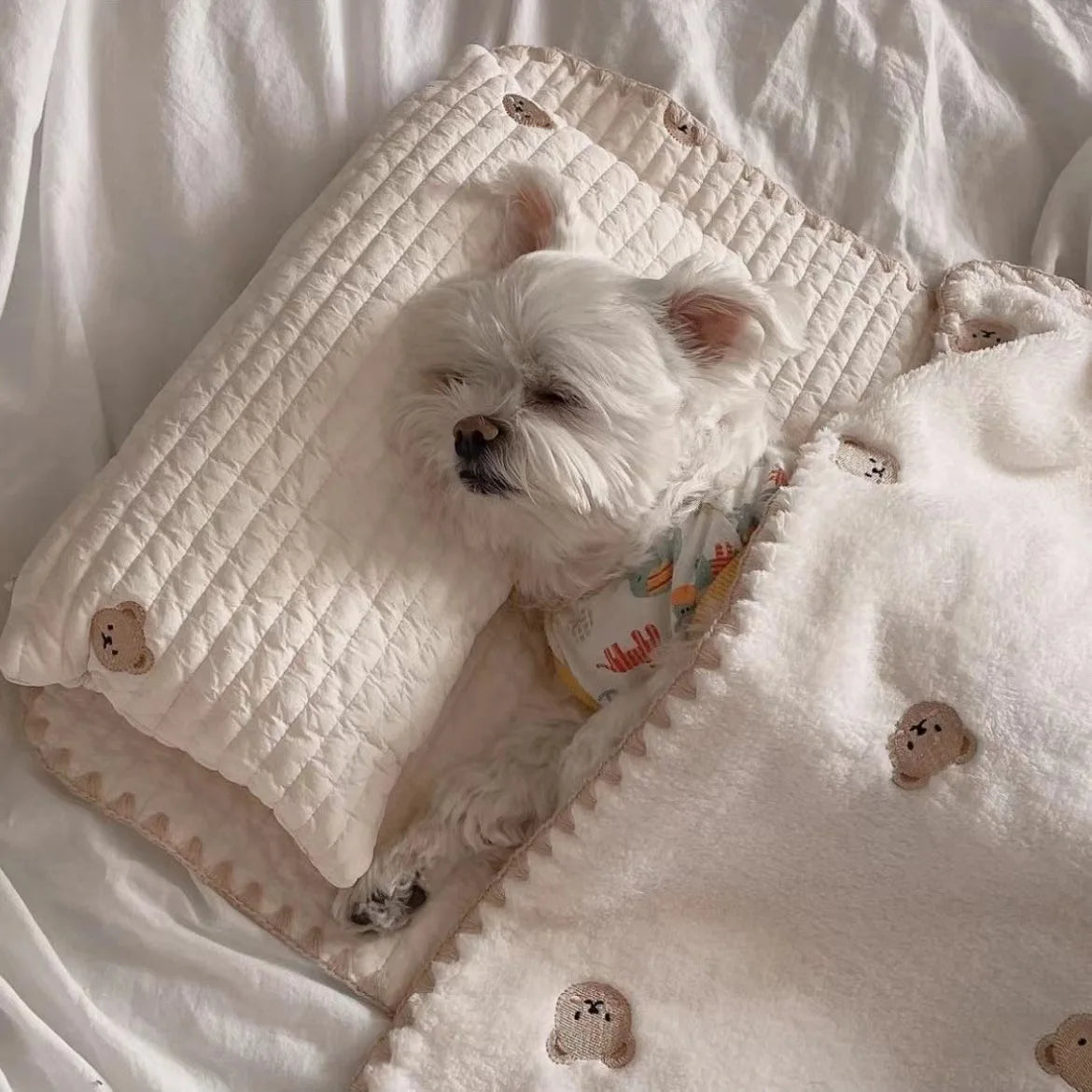 Warm Dog Cat Bed Square Pad - Removable Washable Cover Thermal Cozy Pet Mat Pet Pillow Cushion for Puppy Kitten Blanket Set