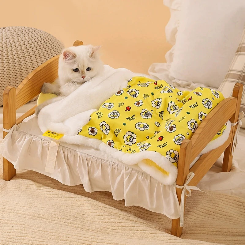 Double-Sided Plush Pet Bed, Warm Cat & Small Dog Cushion, Cozy Pet Blanket, Portable Padded Bed for Cats, Puppies - Soft Comfort