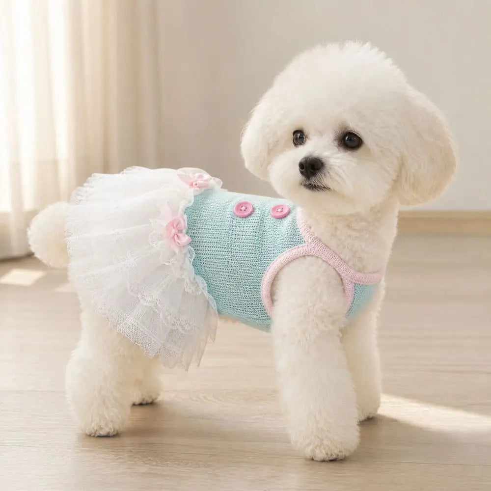 New Soft Tulle Pet Princess Dress Netted Lace Princess Style Dog Dress Breathable Mesh Pet Clothing Pet Everyday Wear