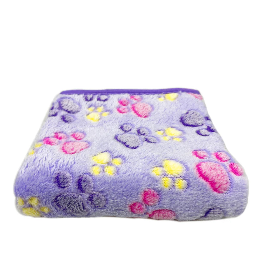 Coral Fleece Pet Blanket Warm Paw Print Dog Cat Bed Mat Soft Reversible Sleeping Pad Four Seasons Sofa Cover Small Medium Pets