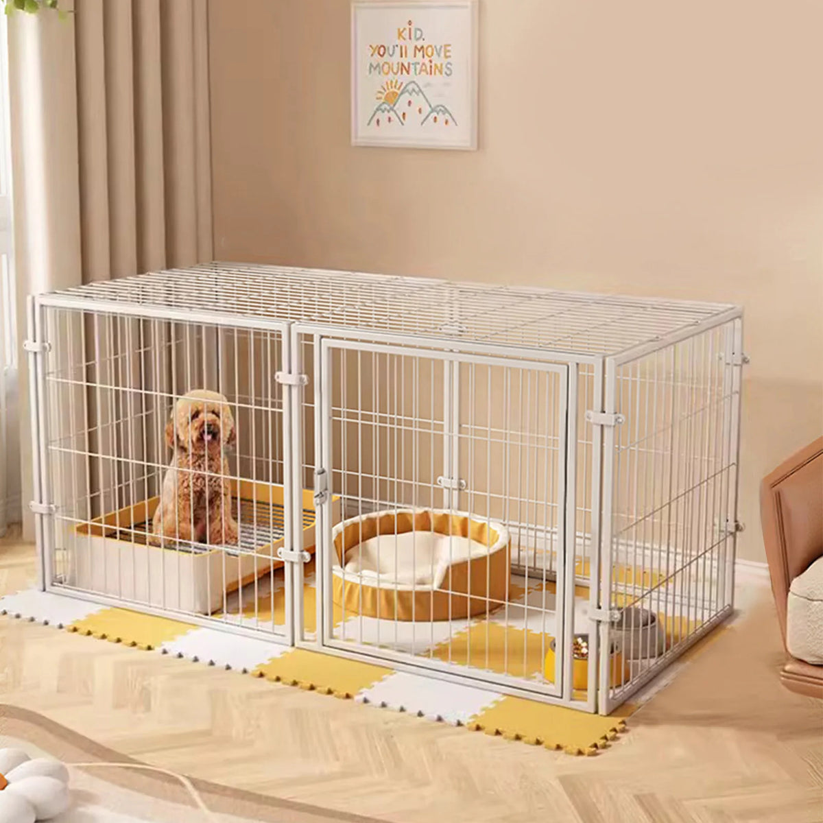 48 Inch Kennel Cage Easy Assemble Heavy Duty Wire Dog Crates with Door Dogs Cage Kennel Stackable for Puppy/Small Dog/Rabbit/Pig