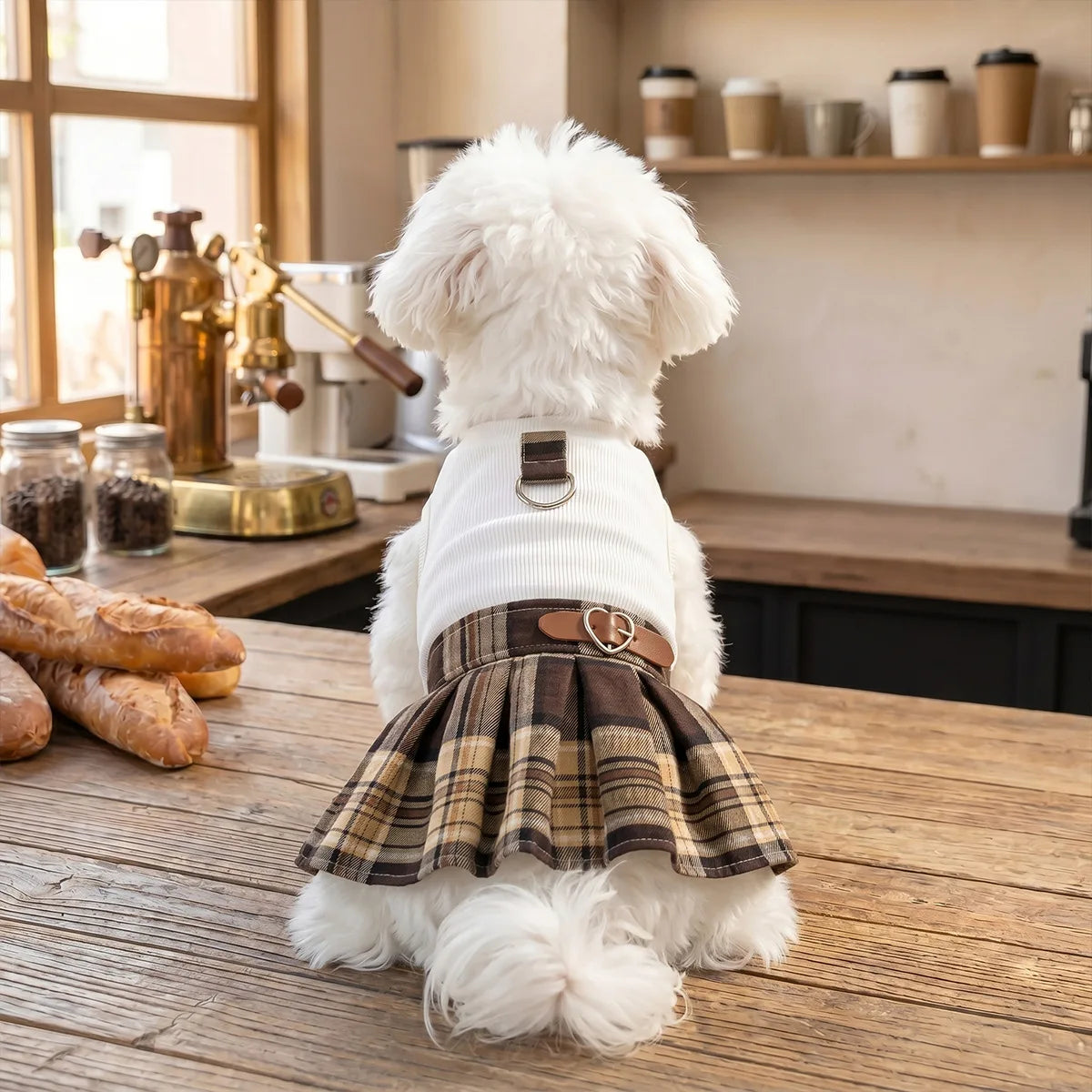 British Cute Plaid Pleated Pet Skirt Autumn and Winter New Pet Clothing College Style Dog Clothing Pet Dress